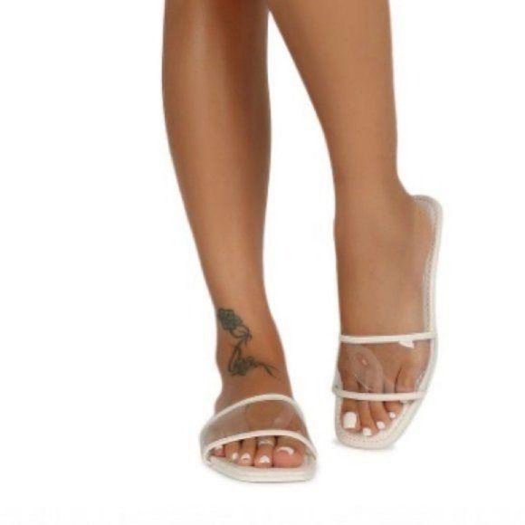 !! RESTOCKED !! Clear Strap Slide in White Croc - Picture 5 of 7